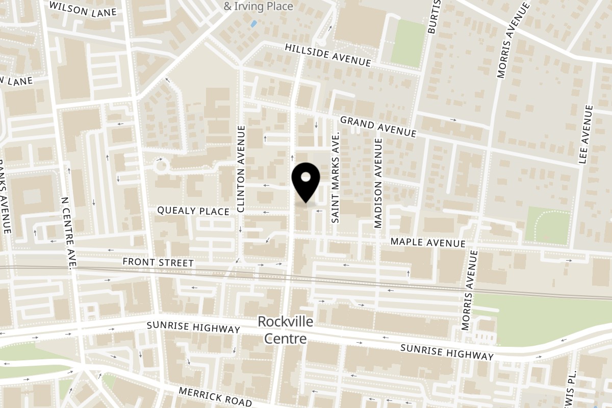Map showing the location of Dunns River Lounge on 93 N Park Ave in Rockville Centre